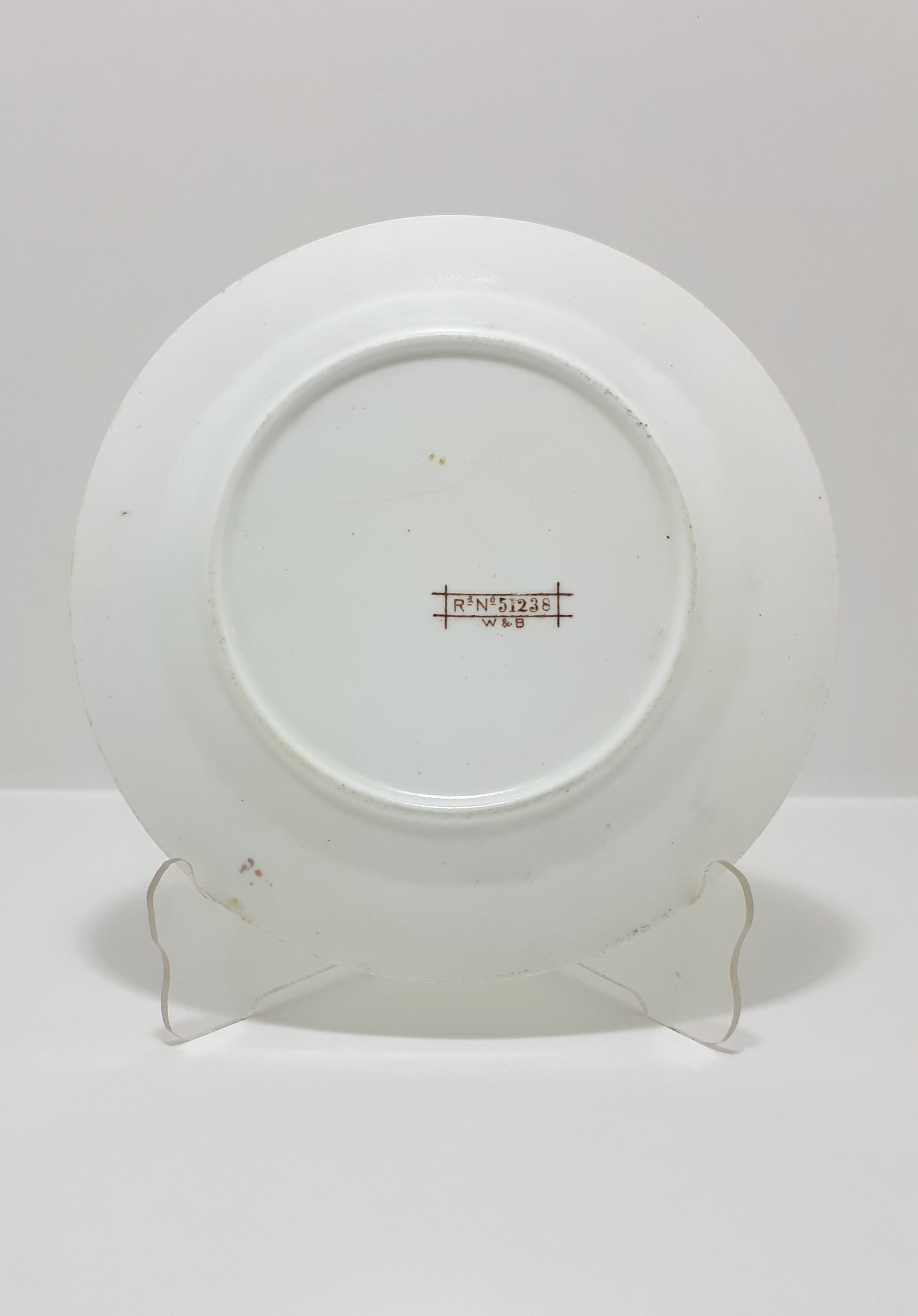 Rare Antique 1885-1891 Waine & Bates, Longton Fine Porcelain Tea Plate Rd No 51238