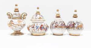 Rare Collectable Set of Miniature Greek "Venus" Handmade Porcelain & Brass Perfume Bottles