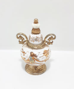 Rare Collectable Set of Miniature Greek "Venus" Handmade Porcelain & Brass Perfume Bottles