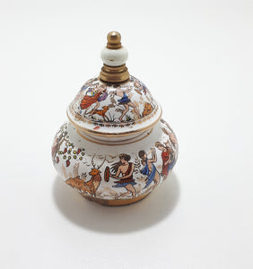 Rare Collectable Set of Miniature Greek "Venus" Handmade Porcelain & Brass Perfume Bottles