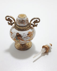 Rare Collectable Set of Miniature Greek "Venus" Handmade Porcelain & Brass Perfume Bottles