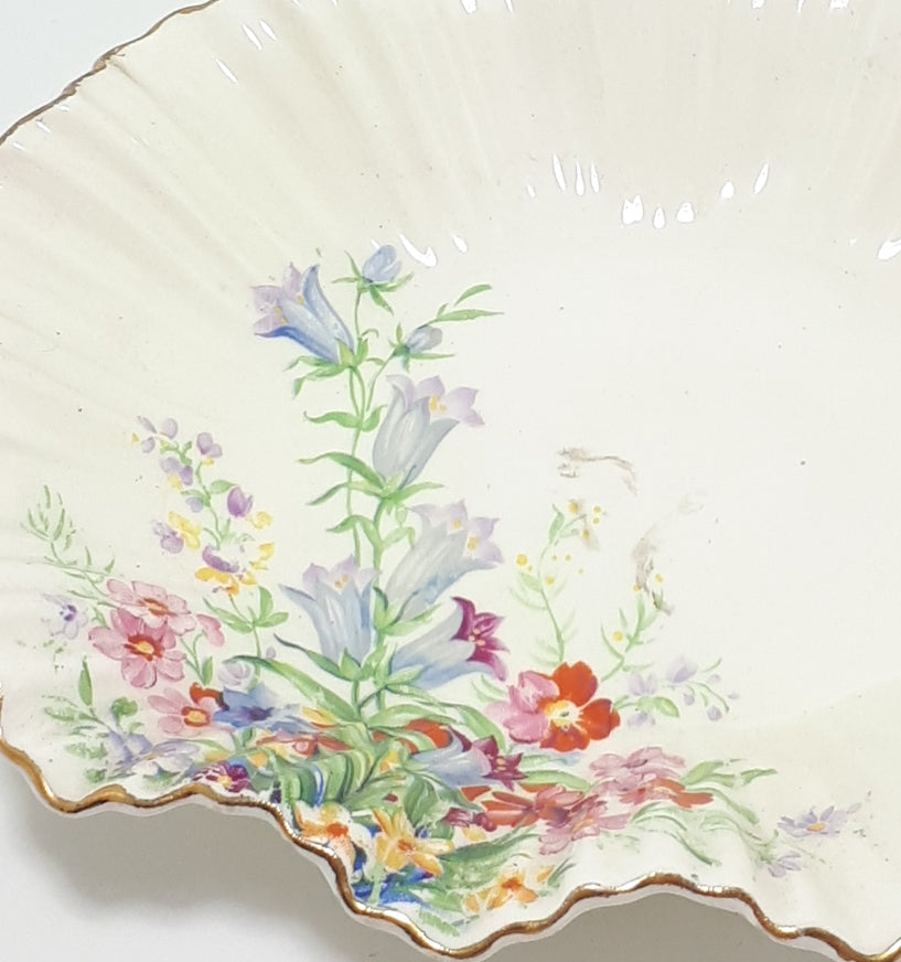1913 Rare Antique James Kent Ltd, Longton, Fine Porcelain Fluted & Scalloped Bowl