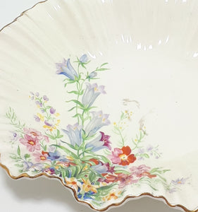 1913 Rare Antique James Kent Ltd, Longton, Fine Porcelain Fluted & Scalloped Bowl