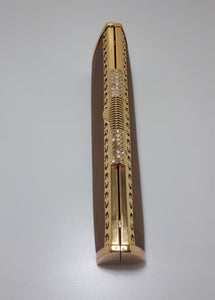 Vintage Gold Metal Framed Satin Textile Clad Ladies Long Clutch Purse
