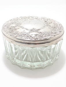 Rare Vintage Avroy Shlain Cut Glass Trinket Bowl With Embossed Silver Plated Lid