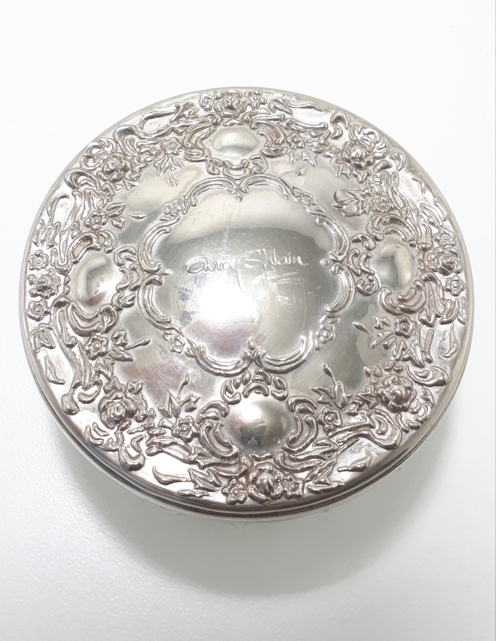 Rare Vintage Avroy Shlain Cut Glass Trinket Bowl With Embossed Silver Plated Lid