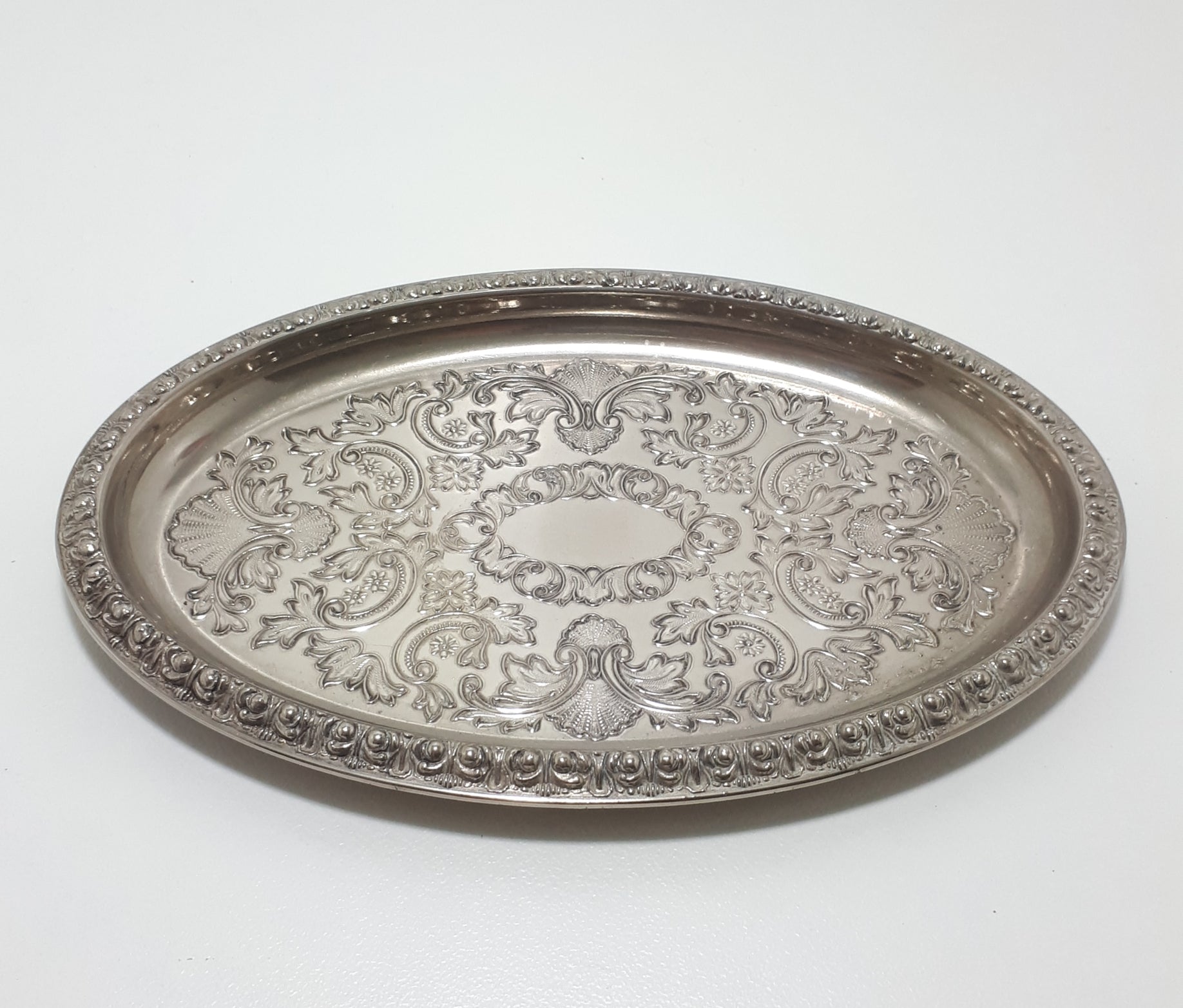 Vintage Silver Plated Ianthe (Ian Heath) Vanity Tray - Etched & Embossed Patterning