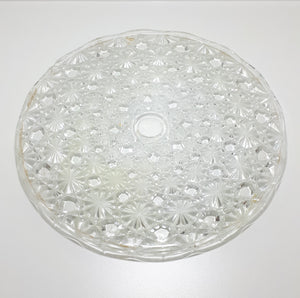 Large Vintage Cut Glass Starburst & Cane Patterned Cake Plate