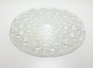 Large Vintage Cut Glass Starburst & Cane Patterned Cake Plate