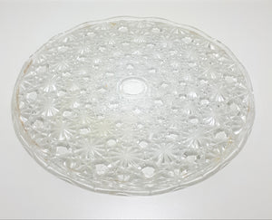Large Vintage Cut Glass Starburst & Cane Patterned Cake Plate
