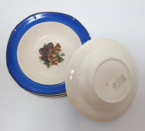 Rare Vintage 1930-1932 Set Of 6 Baker & Co (Fenton) Ceramic Art Moderne Range Dessert Bowls