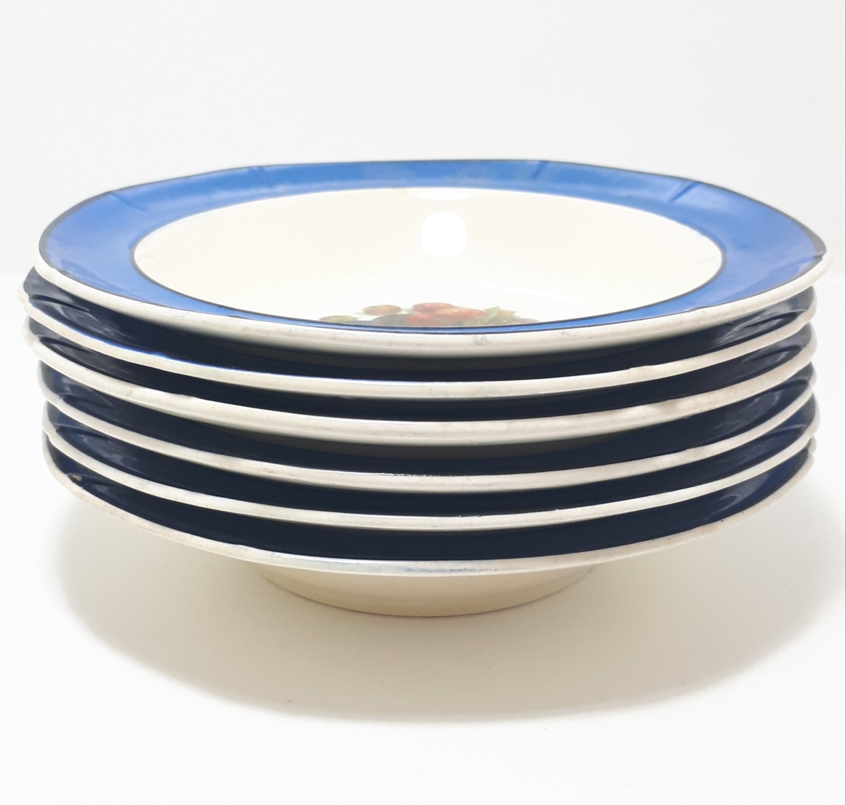 Rare Vintage 1930-1932 Set Of 6 Baker & Co (Fenton) Ceramic Art Moderne Range Dessert Bowls