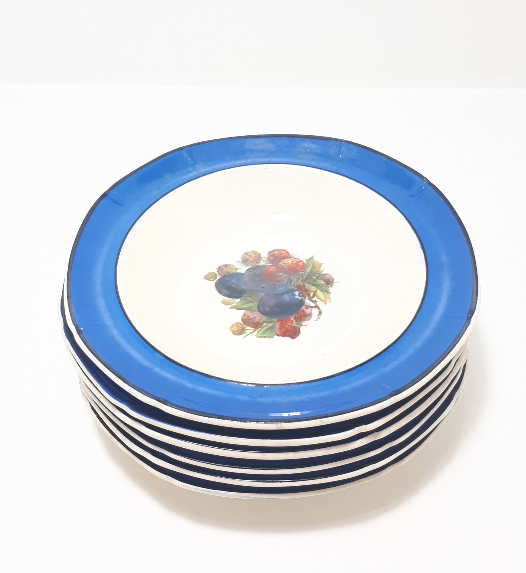 Rare Vintage 1930-1932 Set Of 6 Baker & Co (Fenton) Ceramic Art Moderne Range Dessert Bowls