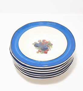 Rare Vintage 1930-1932 Set Of 6 Baker & Co (Fenton) Ceramic Art Moderne Range Dessert Bowls