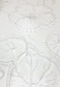 Vintage Rectangular Clear Glass Violets & Buds Pattern Vanity Tray