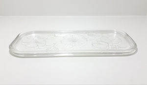 Vintage Rectangular Clear Glass Violets & Buds Pattern Vanity Tray