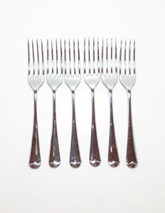 Antique Pre 1923 Set Of 6 Duraplate Pinder Bros. Sheffield Salad Forks - Dovetail Handles - Pristine