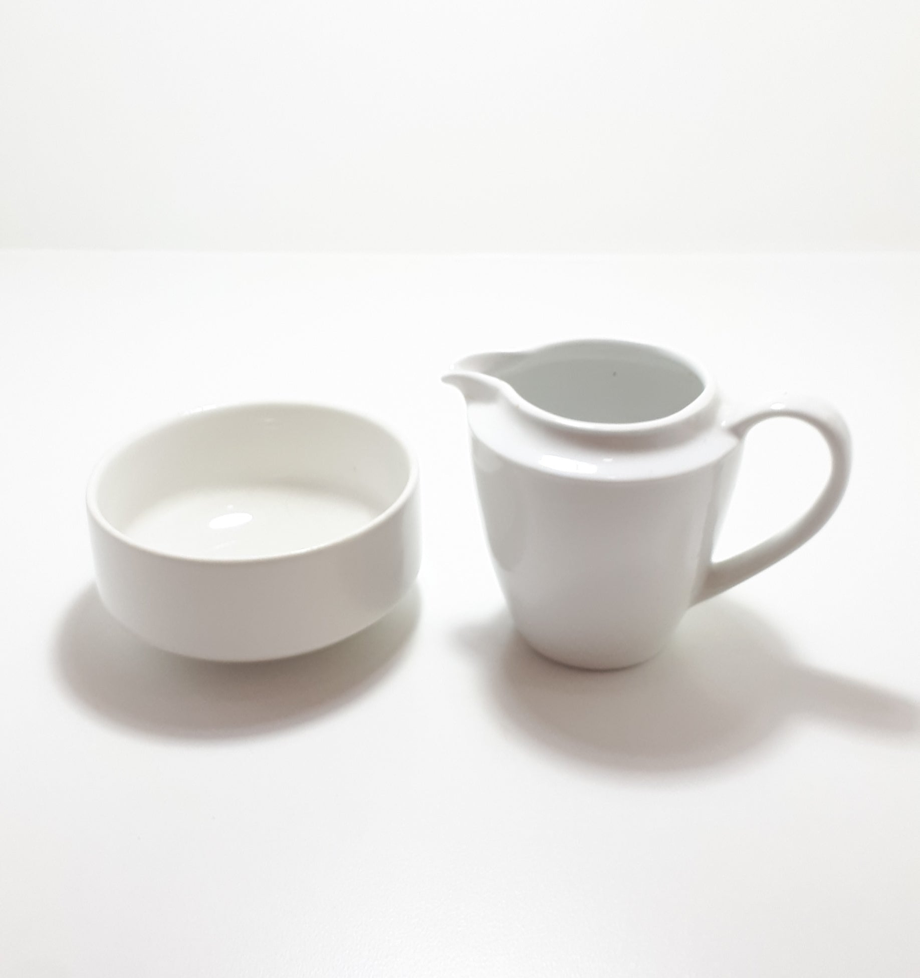 Classic White Glaze Assembled Set Consisting Of Open Sugar Bowl & Milk Jug/Creamer