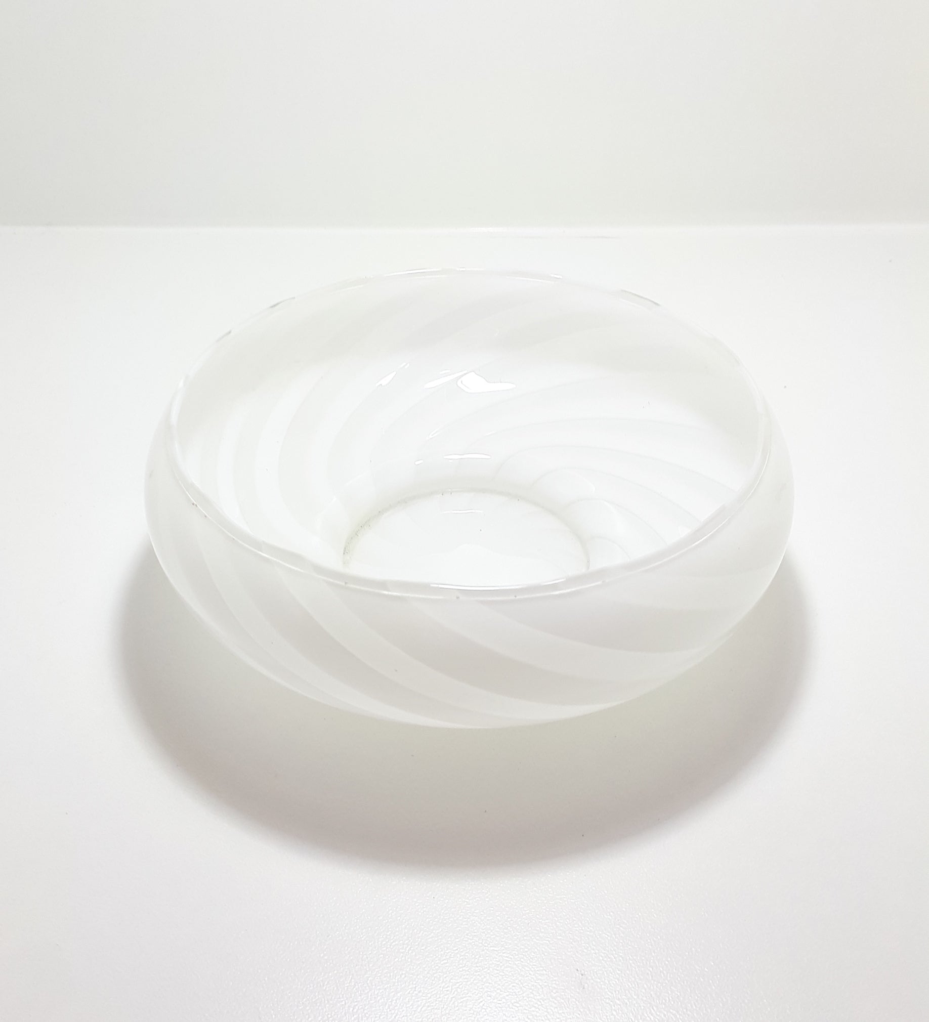 Opaque & Milk Glass Vintage Bowl With Swirl Design