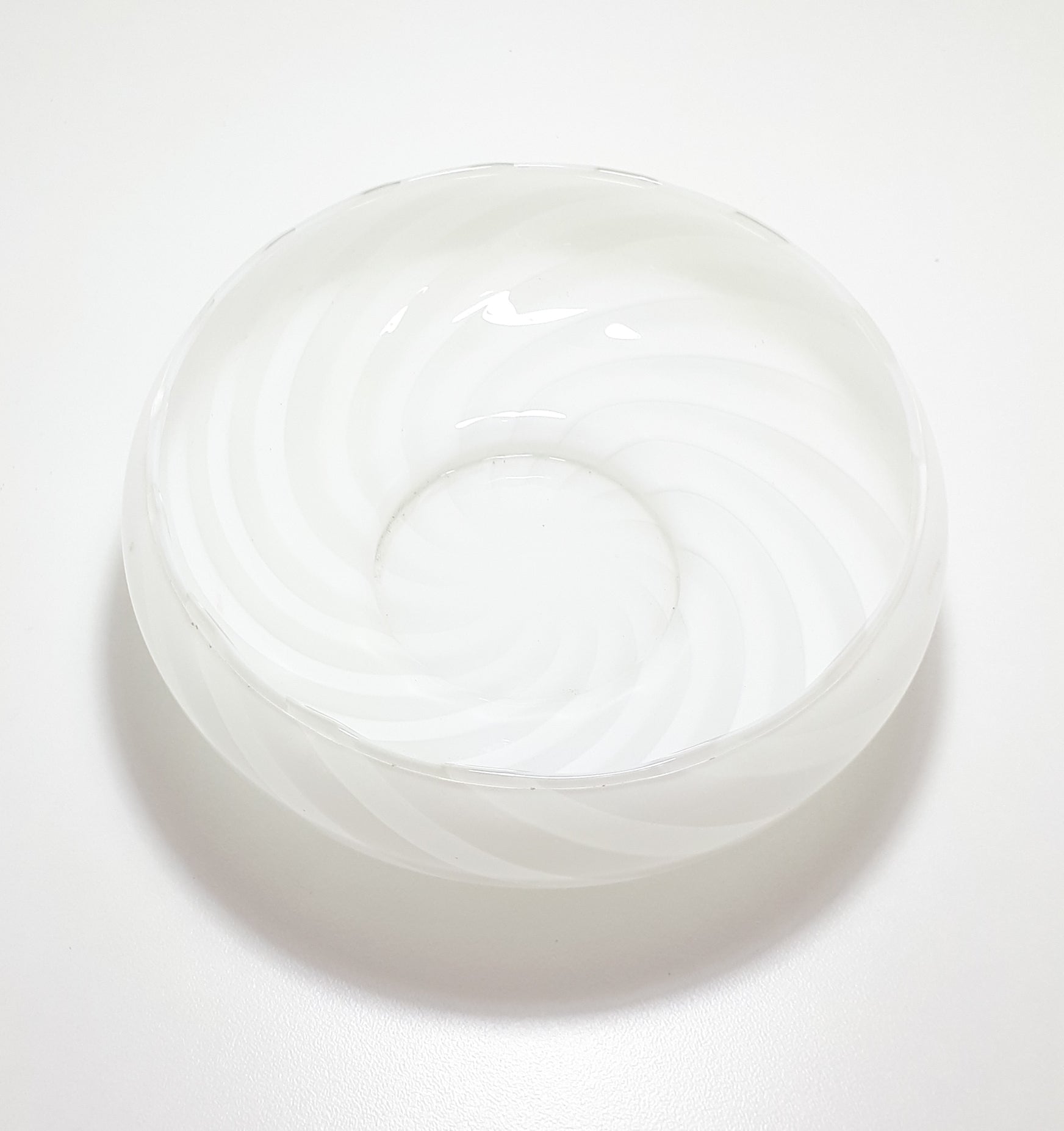 Opaque & Milk Glass Vintage Bowl With Swirl Design