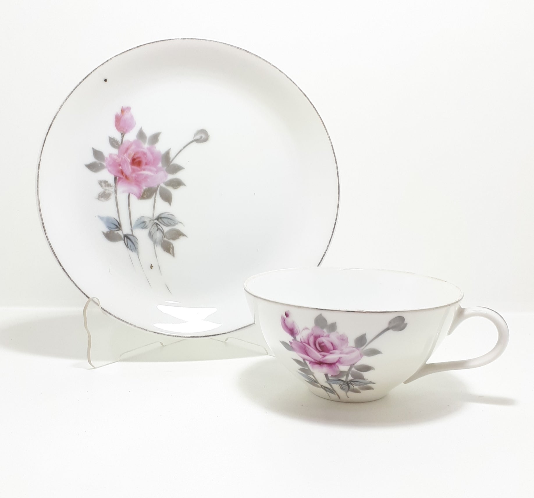Japanese Fine Porcelain Vintage 1950's Hayasi Kutani Tea Cup & Tea Plate - Pattern 5788