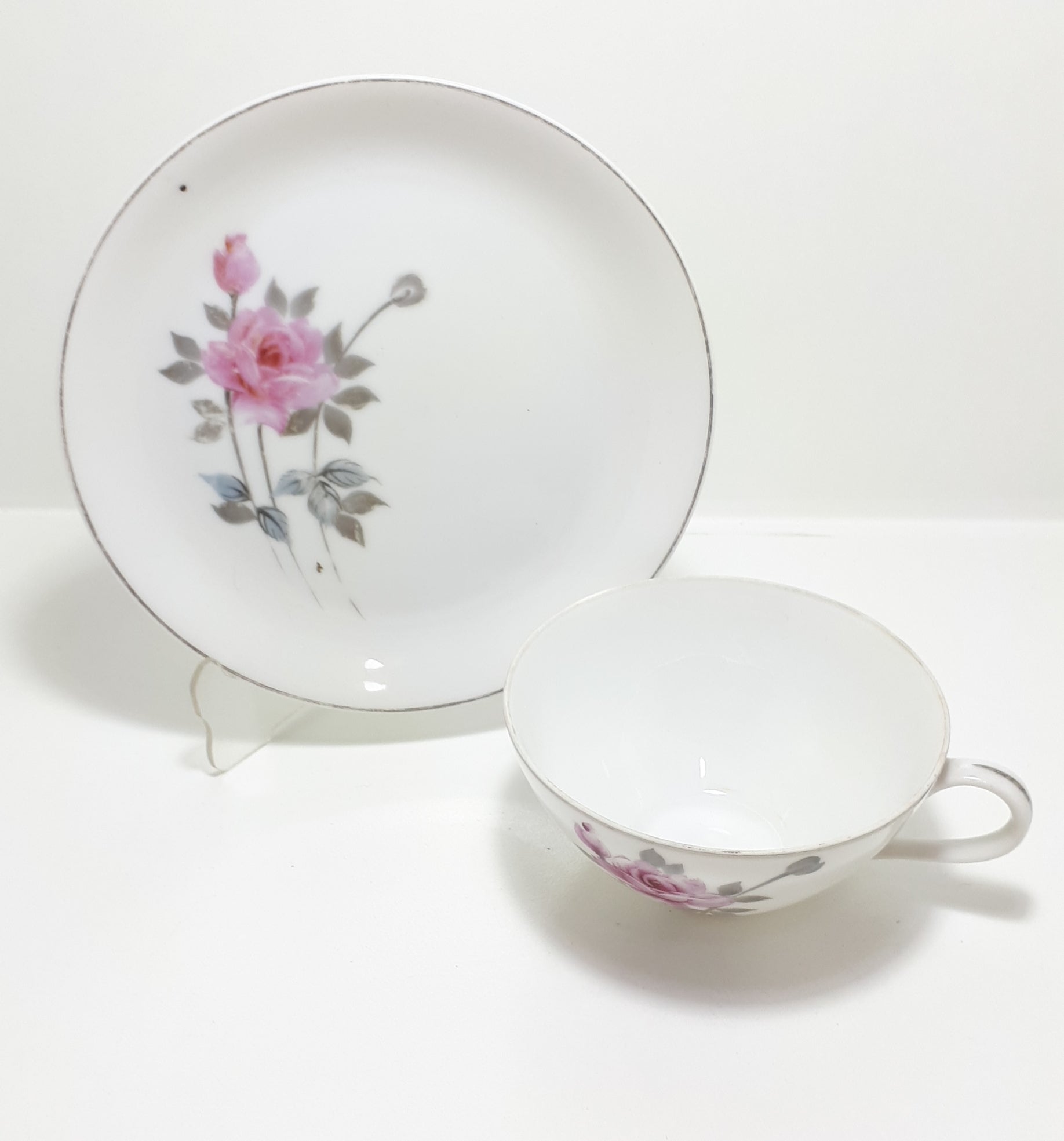 Japanese Fine Porcelain Vintage 1950's Hayasi Kutani Tea Cup & Tea Plate - Pattern 5788