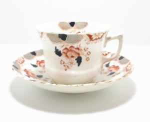 1891-1906 Rare Antique Stanley (Charles Amison) Longton Fine Porcelain Tea Duo - Lattice Pattern