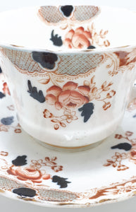 1891-1906 Rare Antique Stanley (Charles Amison) Longton Fine Porcelain Tea Duo - Lattice Pattern