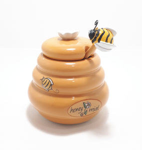 Caramel Ceramic Vintage Spanish Honey Pot With Dipper