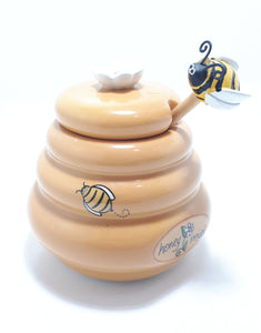 Caramel Ceramic Vintage Spanish Honey Pot With Dipper