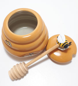 Caramel Ceramic Vintage Spanish Honey Pot With Dipper