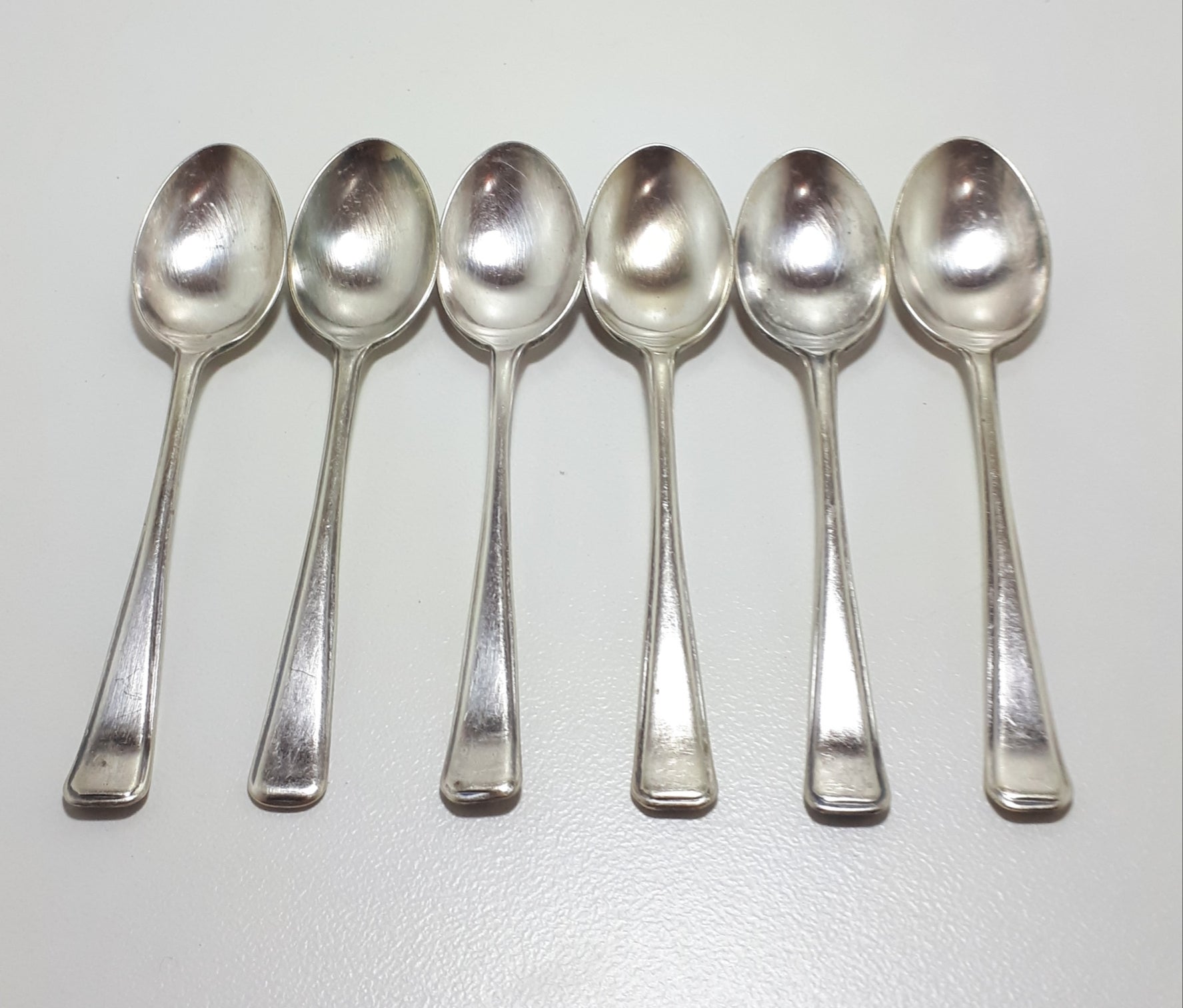 Complete Set Of 6 Silver Plated (EPNS) Sheffield Coffee Spoons - Somerset Handle Design
