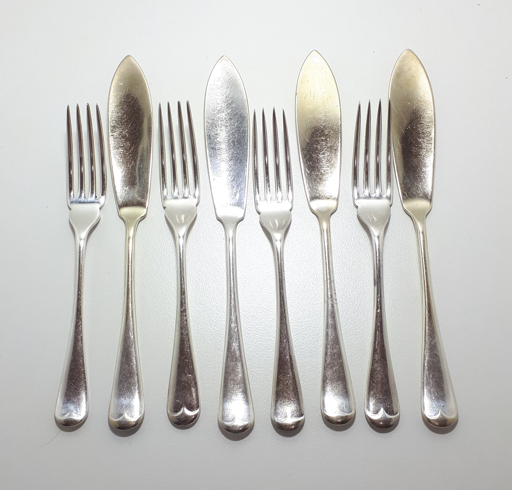 4 Place Vintage Set Of Fish Cutlery - Knives & Forks