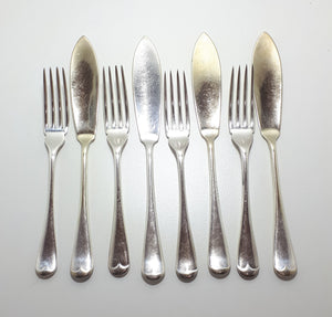 4 Place Vintage Set Of Fish Cutlery - Knives & Forks