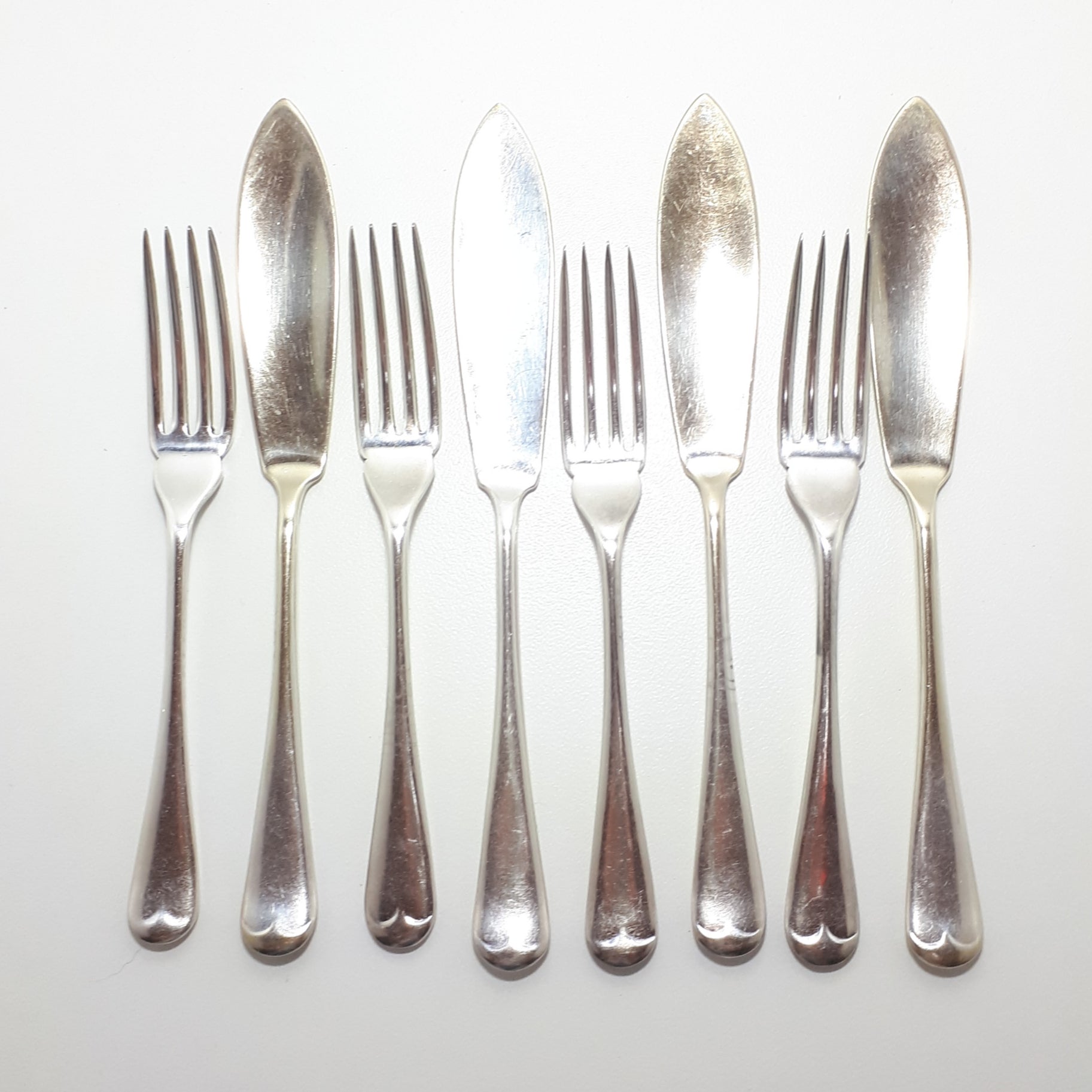 4 Place Vintage Set Of Fish Cutlery - Knives & Forks