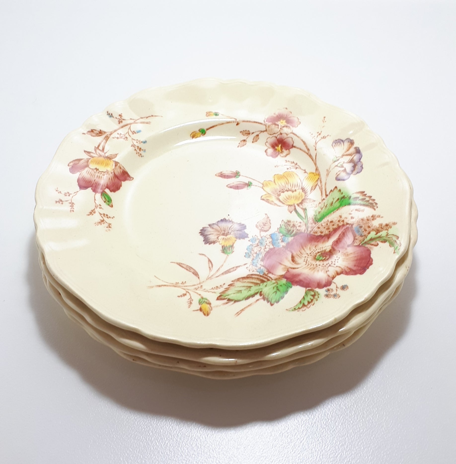 1912+ Rare Antique J&G Meakin Set Of 4 Side Plates - Gainsborough Shape In The Century Range - Pilgrim Pattern