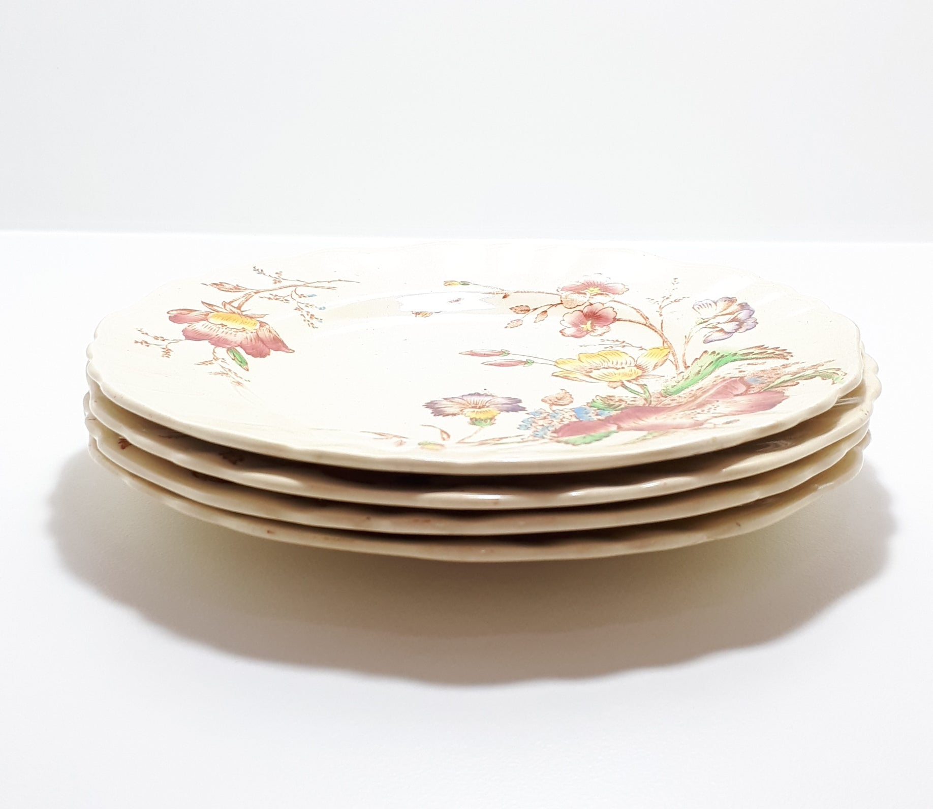 1912+ Rare Antique J&G Meakin Set Of 4 Side Plates - Gainsborough Shape In The Century Range - Pilgrim Pattern