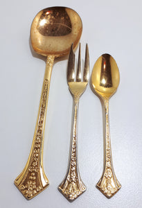 13 Piece Vintage (24 Carat Gold Plated) Eetrite Cake/Pastry Set - Fleur Handle Design