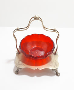 Antique & Rare Sheffield (Frederick Asman) Silver Plated Stand With Claw Feet & Non-Original Acrylic Bowl