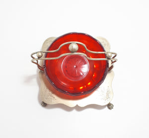 Antique & Rare Sheffield (Frederick Asman) Silver Plated Stand With Claw Feet & Non-Original Acrylic Bowl