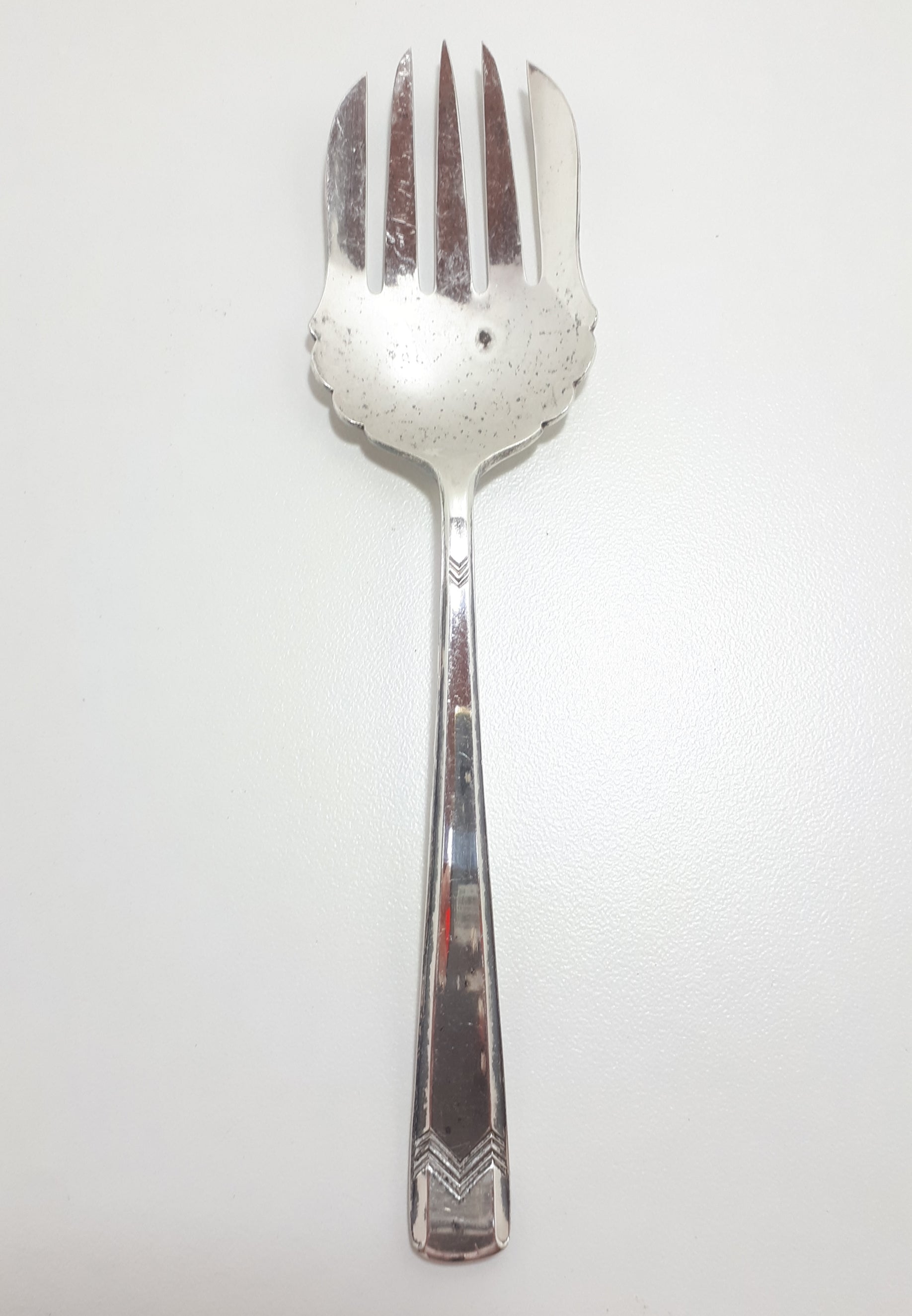 Antique Silver plated James Dixon & Sons, Sheffield, Salad Serving Fork (Art Deco Handle Design)