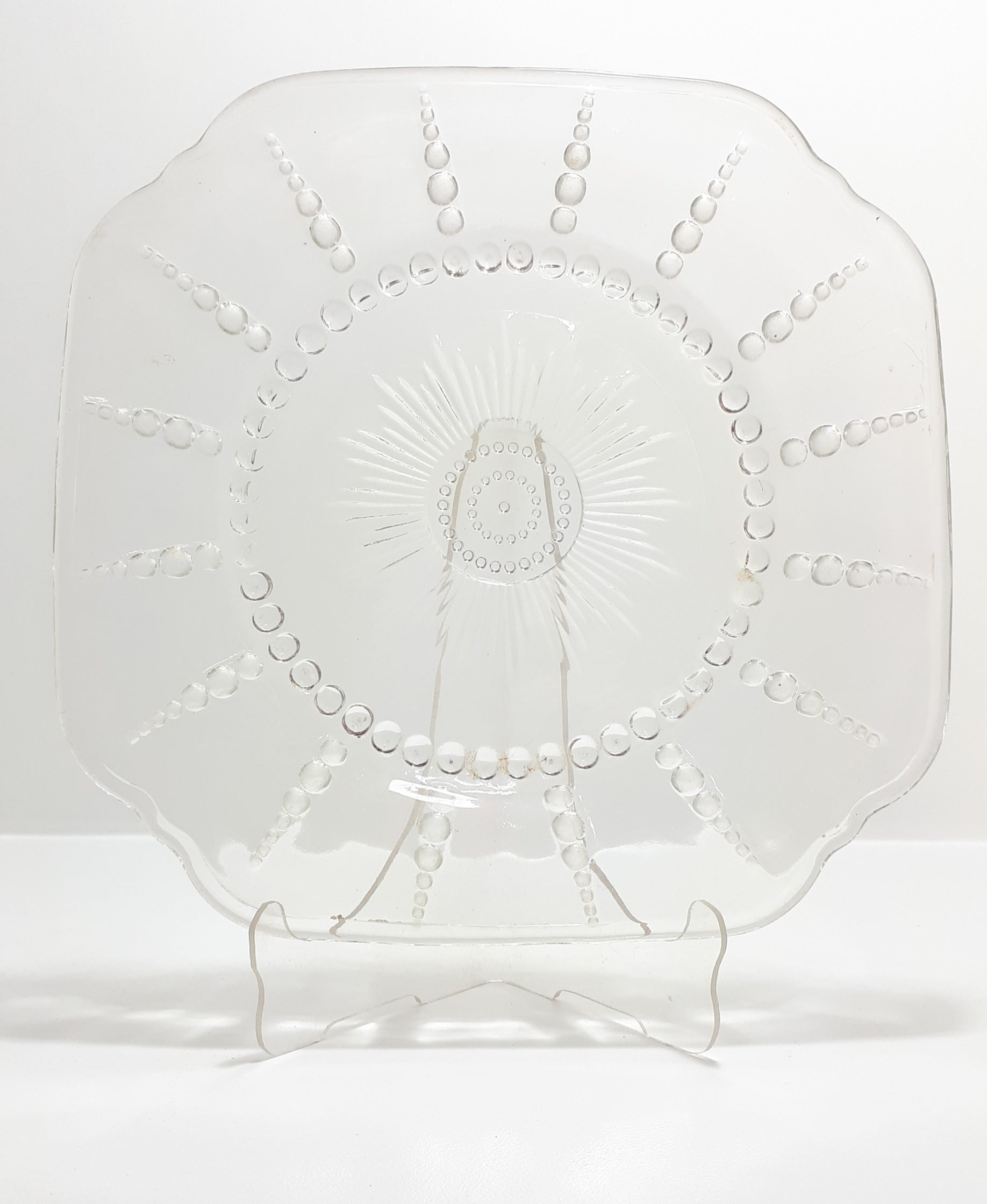Transparent Vintage Squared Glass Biscuit Plate