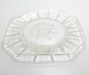 Transparent Vintage Squared Glass Biscuit Plate