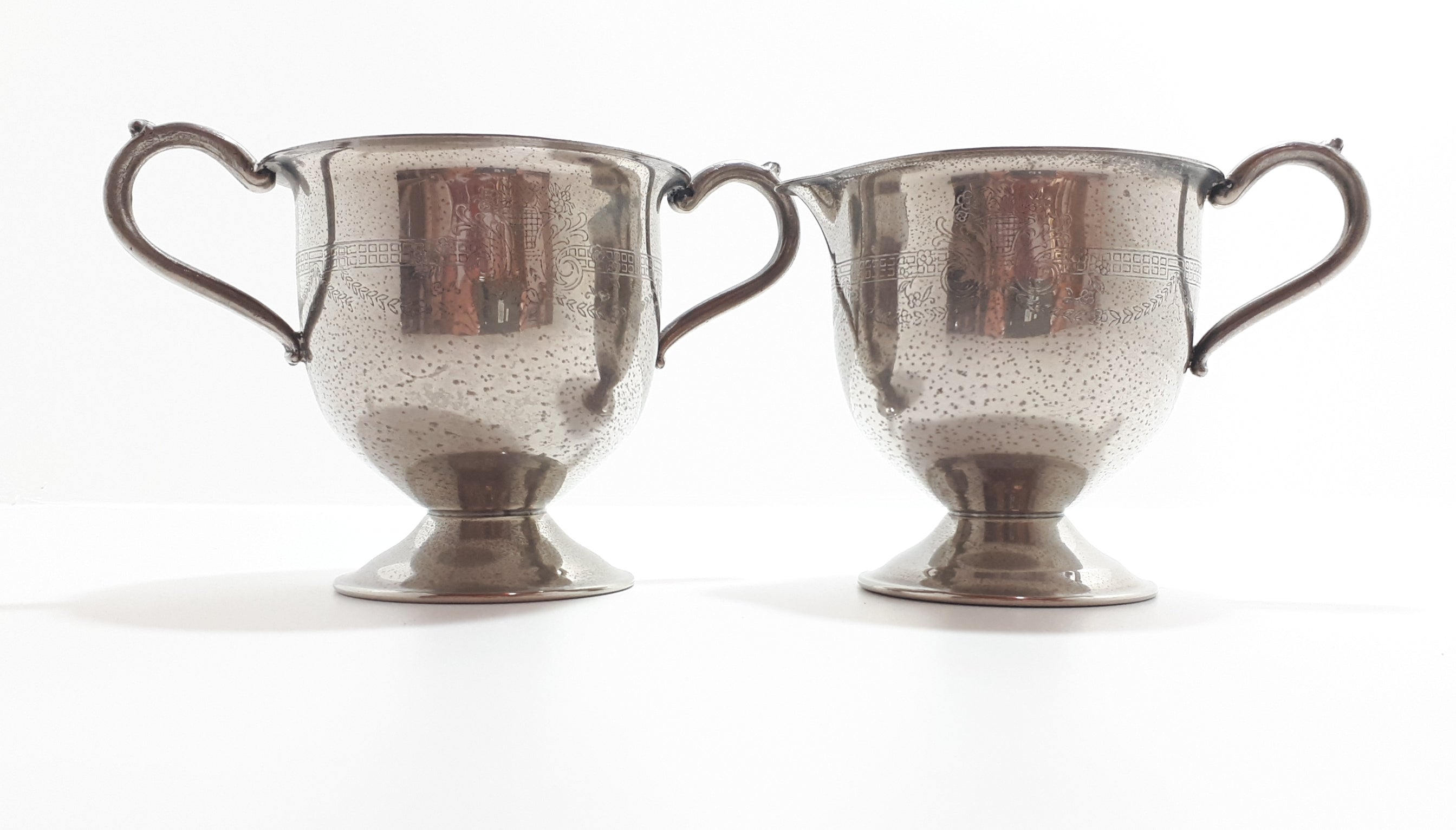 Antique 1863-1870 Levesley Brothers, Sheffield, Silver Plated Sugar Bowl & Creamer