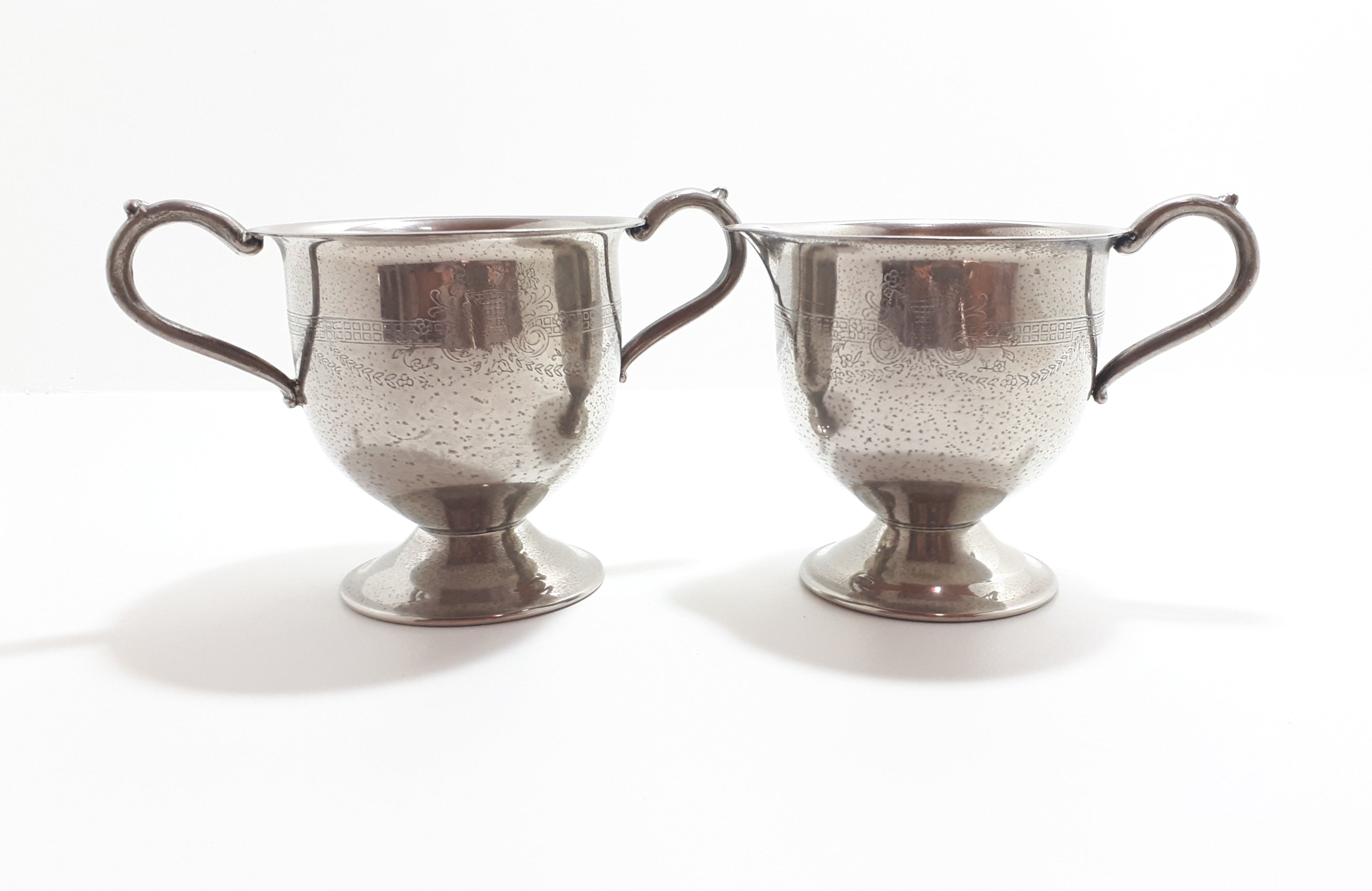 Antique 1863-1870 Levesley Brothers, Sheffield, Silver Plated Sugar Bowl & Creamer