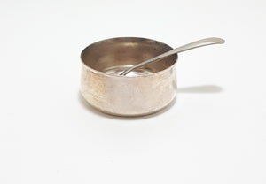 Little Vintage Kent Plate Open Salt Pot With Nickel Silver Salt Spoon