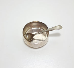 Little Vintage Kent Plate Open Salt Pot With Nickel Silver Salt Spoon