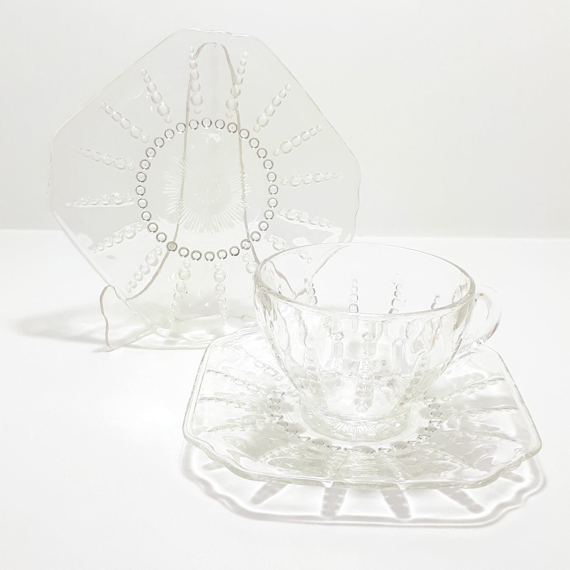 Glass Tea Trio - Cup, Saucer & Tea Plate