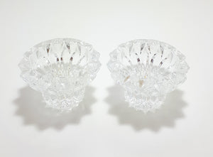 Set Of Two Identical Moulded Crystal Candle Holders