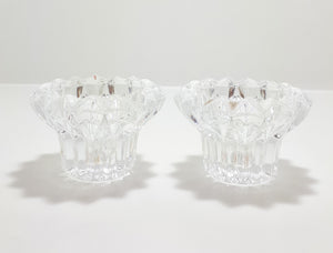 Set Of Two Identical Moulded Crystal Candle Holders